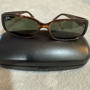 Ray-Ban Women’s Brown Frame Sunglasses with Green Lenses